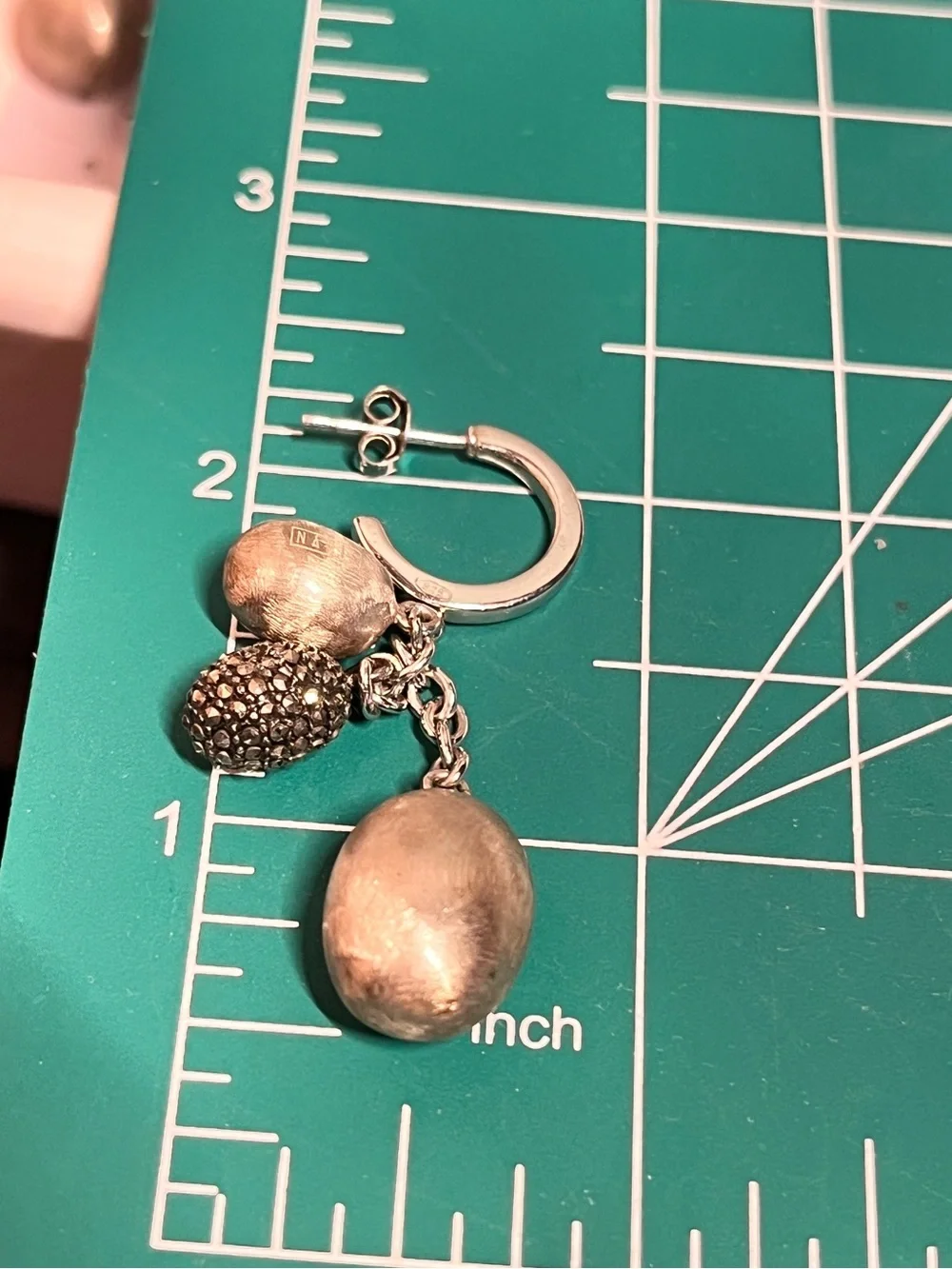 Nanis Italy Brushed Dangle Drop 925 Sterling Silver Marcasite - Picture 7 of 8